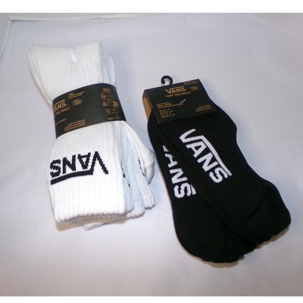 NWT MENS VANS "OFF THE WALL" ASSORTED STYLE SOCKS~6‎ PAIRS~SZ 6.5-9
